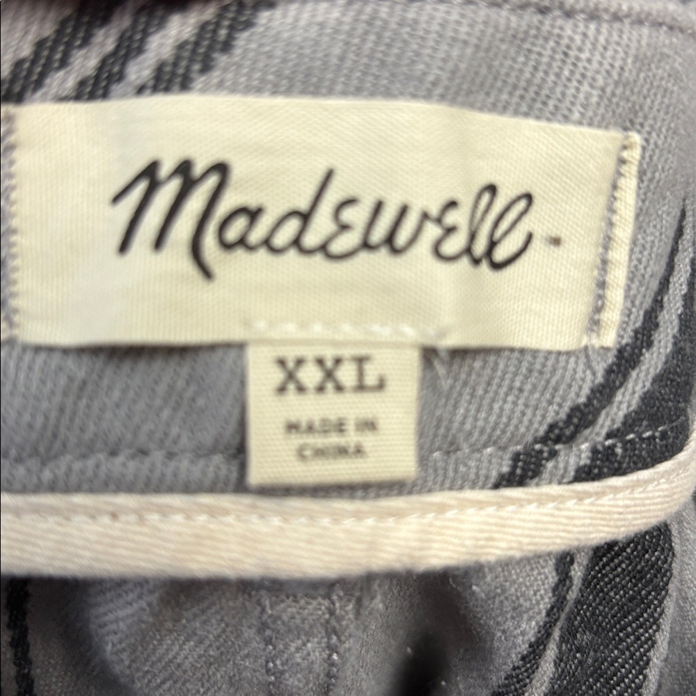 Madewell Men's XXL NWT Striped Lounge Shorts Hemp Cotton Gray Black - Picture 7 of 9
